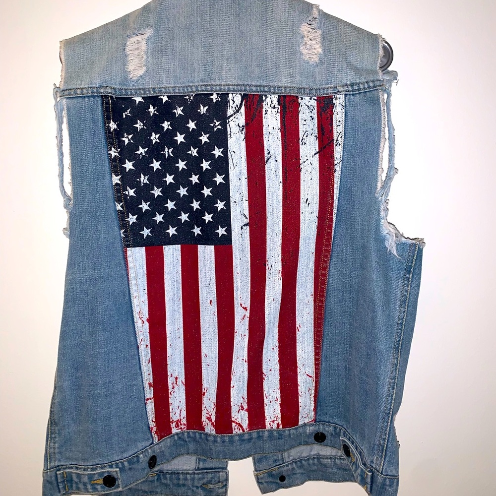 KITTENISH American Flag Denim Vest